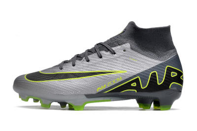 Nike Air Zoom Mercurial Superfly 9 Elite FG High-Tops Soccer Cleats - Silver/Grey/Green