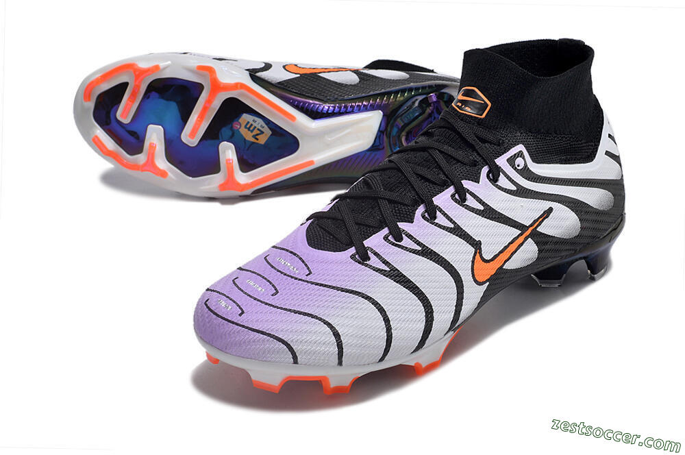 Nike Air Zoom Mercurial Superfly 9 Elite FG High-Tops Soccer Cleats - Purple/Black/Orange 3