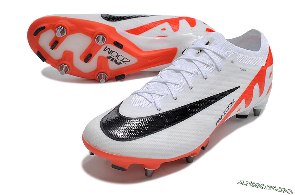 Nike Air Zoom Mercurial Vapor 15 Elite SG Low-Tops Soccer Cleats - White/Black/Red 3