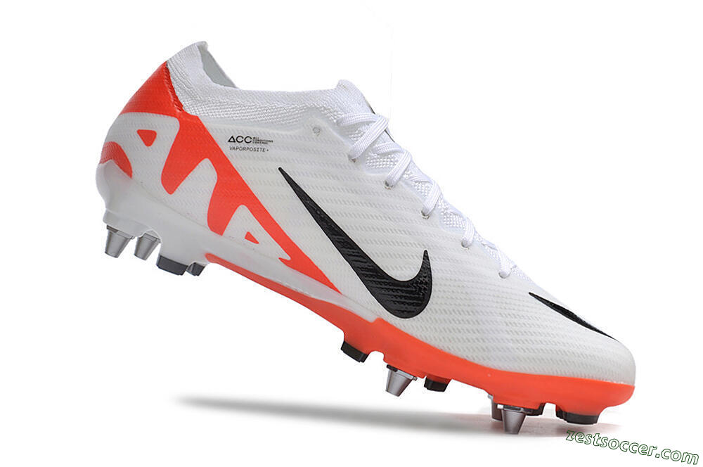 Nike Air Zoom Mercurial Vapor 15 Elite SG Low-Tops Soccer Cleats - White/Black/Red 4