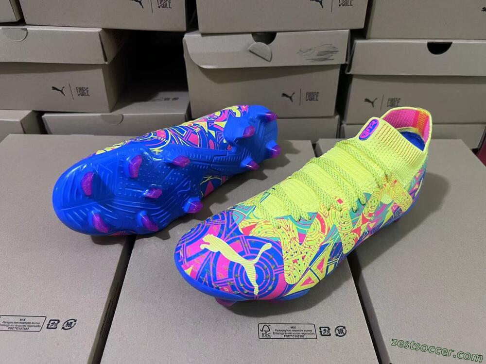Puma Future Ultimate FG Low-Tops Soccer Cleats - Yellow/Rainbow