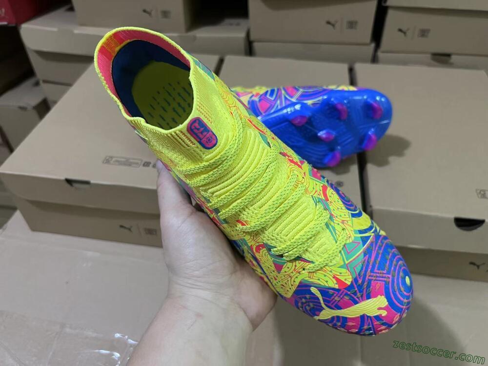 Puma Future Ultimate FG Low-Tops Soccer Cleats - Yellow/Rainbow
