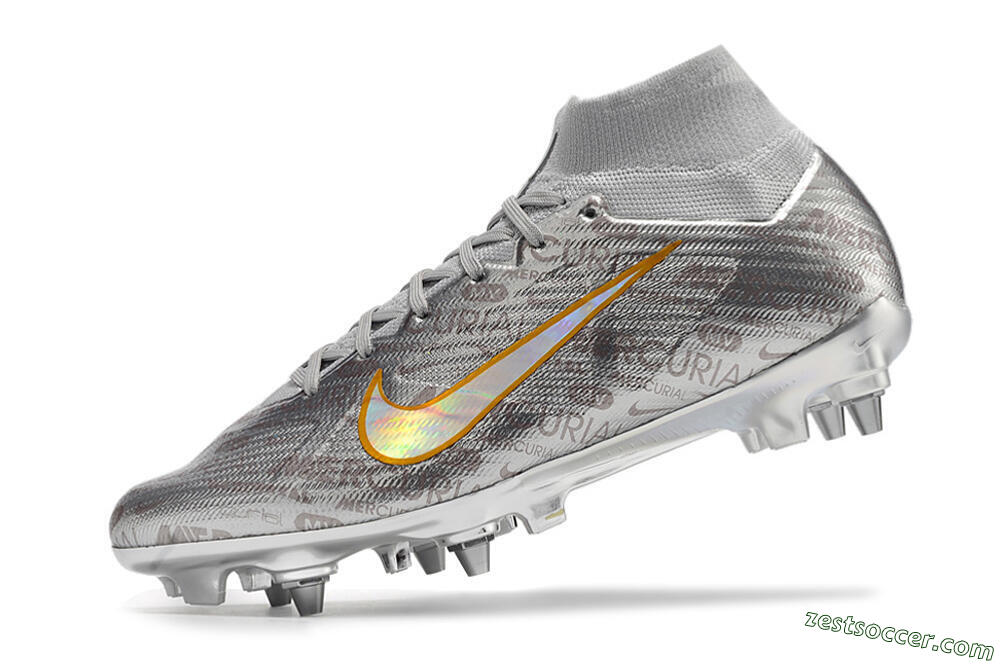 Nike Air Zoom Mercurial Superfly 9 Elite SG High-Tops Soccer Cleats - Silver/Gold 4