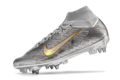 Nike Air Zoom Mercurial Superfly 9 Elite SG High-Tops Soccer Cleats - Silver/Gold