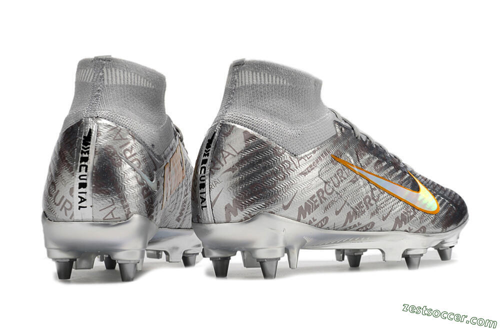 Nike Air Zoom Mercurial Superfly 9 Elite SG High-Tops Soccer Cleats - Silver/Gold 6