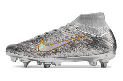 Nike Air Zoom Mercurial Superfly 9 Elite SG High-Tops Soccer Cleats - Silver/Gold