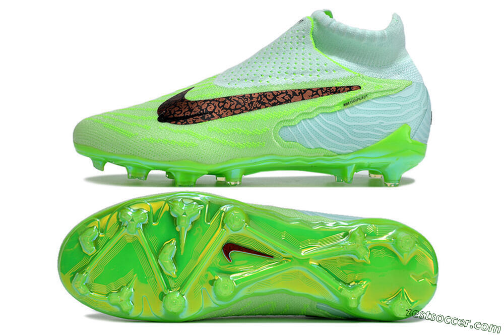 Nike Phantom GX Elite FG High-Tops Soccer Cleats - Green/Brown/Black 1
