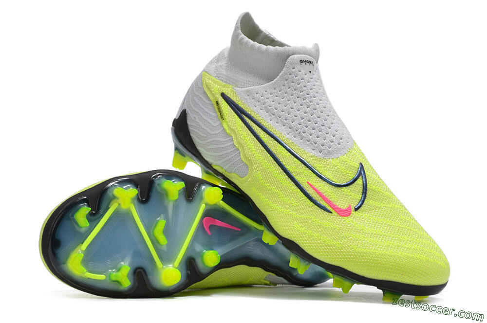 Nike Phantom GX Elite FG High-Tops Soccer Cleats - Grey/Green/Pink 3