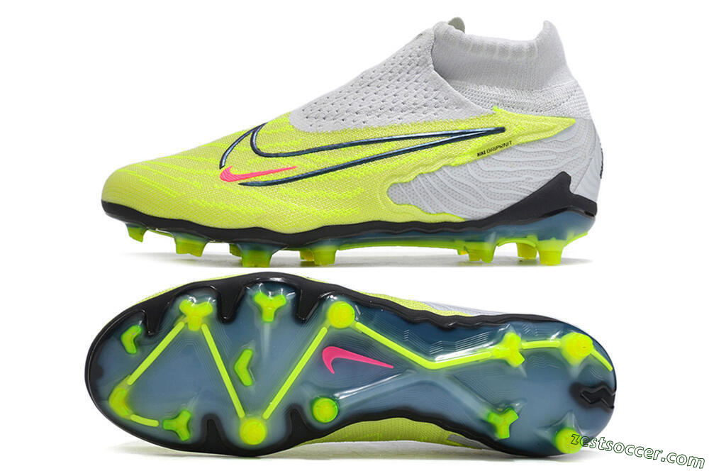 Nike Phantom GX Elite FG High-Tops Soccer Cleats - Grey/Green/Pink 1