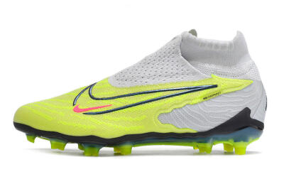 Nike Phantom GX Elite FG High-Tops Soccer Cleats - Grey/Green/Pink