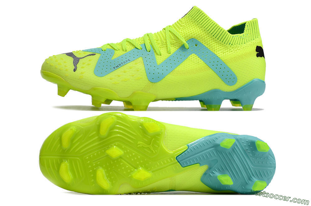 Puma Future Ultimate FG Low-Tops Soccer Cleats - Green/Blue/Black 1