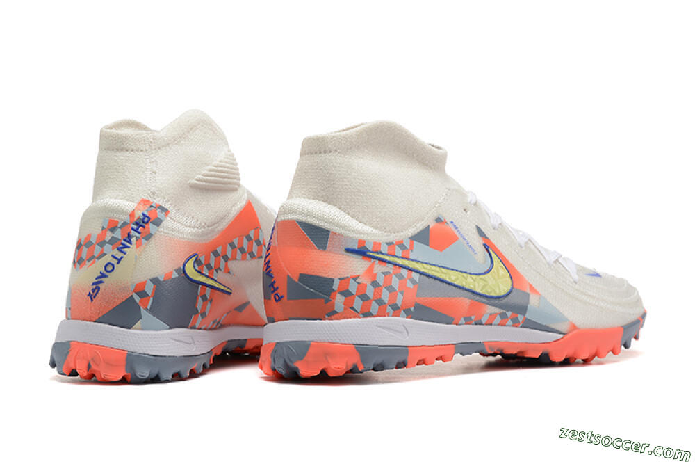Nike Phantom Luna 2 Elite TF High-Tops Soccer Shoes - White/Pink/Yellow 9