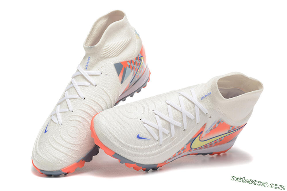 Nike Phantom Luna 2 Elite TF High-Tops Soccer Shoes - White/Pink/Yellow 6