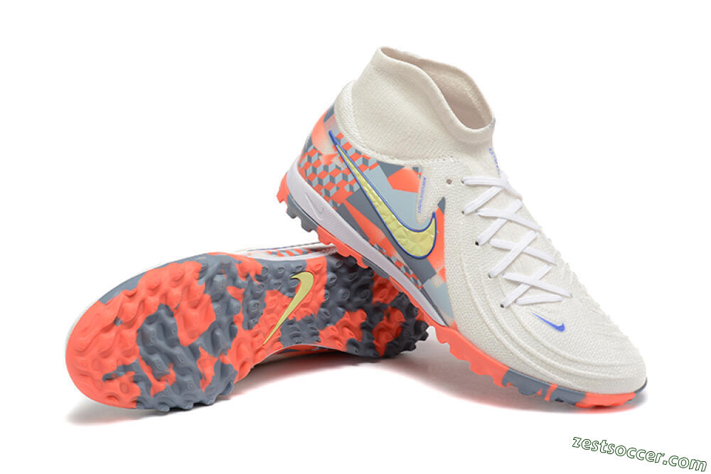 Nike Phantom Luna 2 Elite TF High-Tops Soccer Shoes - White/Pink/Yellow 4
