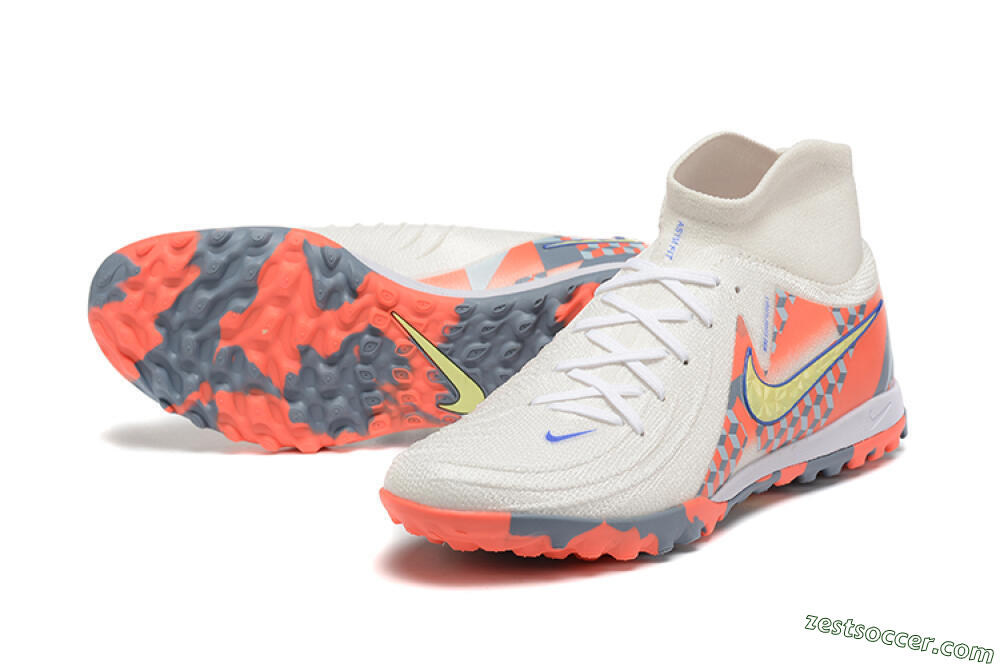 Nike Phantom Luna 2 Elite TF High-Tops Soccer Shoes - White/Pink/Yellow 3