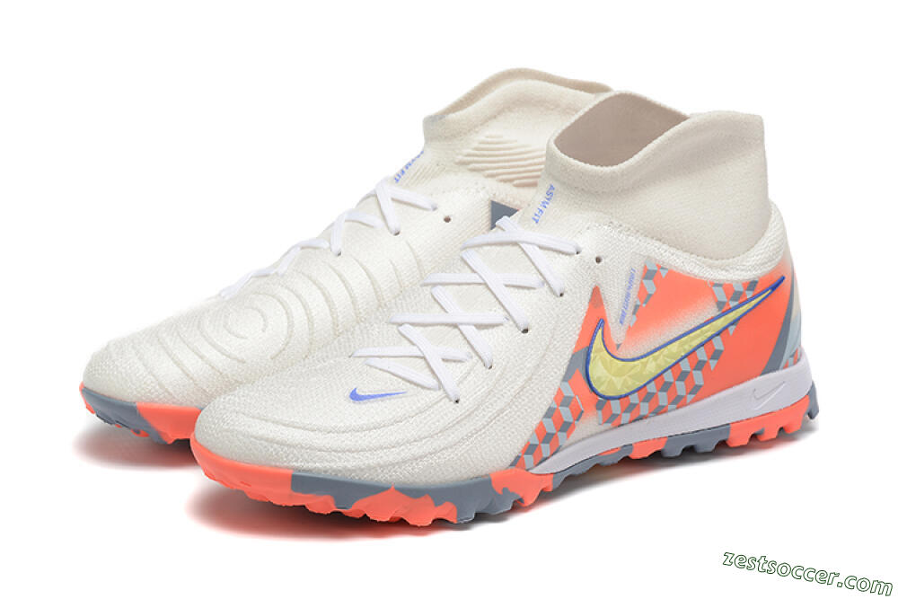 Nike Phantom Luna 2 Elite TF High-Tops Soccer Shoes - White/Pink/Yellow 5