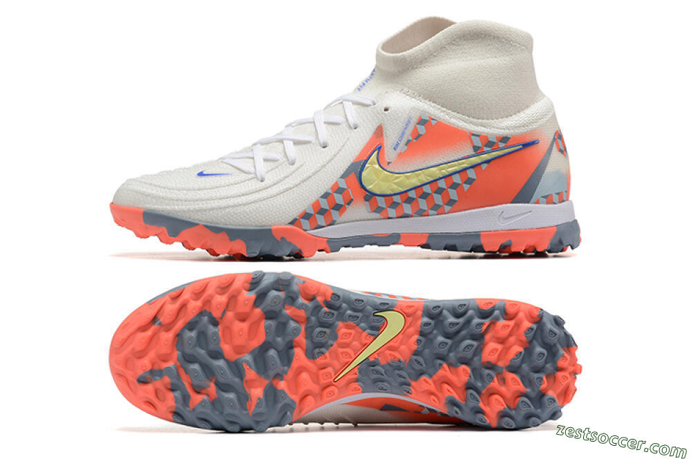 Nike Phantom Luna 2 Elite TF High-Tops Soccer Shoes - White/Pink/Yellow 1