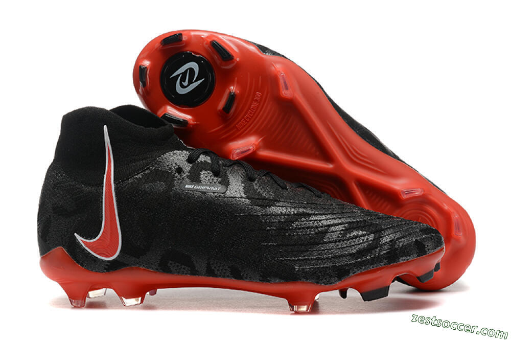 Nike Phantom Luna Elite UN FG High-Tops Soccer Cleats - Black/White/Red 0