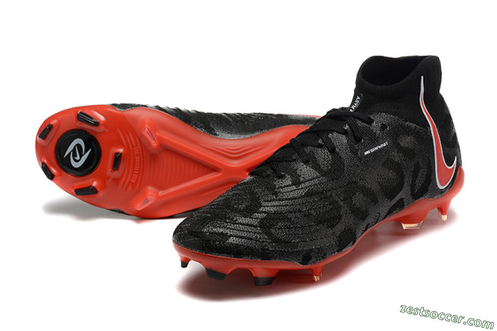 Nike Phantom Luna Elite UN FG High-Tops Soccer Cleats - Black/White/Red 3