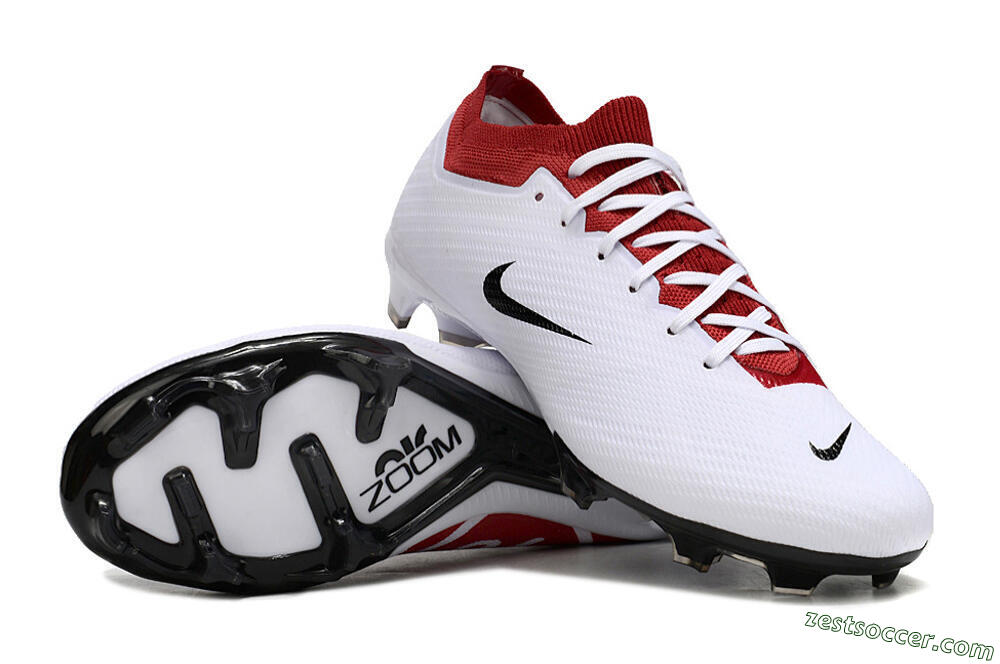 Nike Air Zoom Mercurial Vapor 15 Elite FG Low-Tops Soccer Cleats - White/Black/Red 1