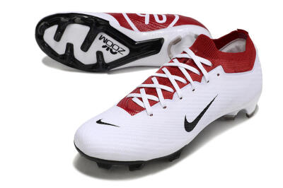 Nike Air Zoom Mercurial Vapor 15 Elite FG Low-Tops Soccer Cleats - White/Black/Red