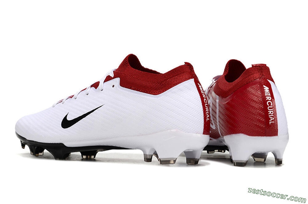 Nike Air Zoom Mercurial Vapor 15 Elite FG Low-Tops Soccer Cleats - White/Black/Red 5
