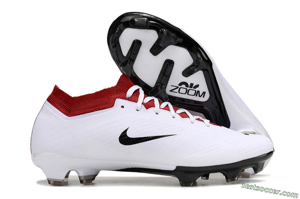 Nike Air Zoom Mercurial Vapor 15 Elite FG Low-Tops Soccer Cleats - White/Black/Red 0