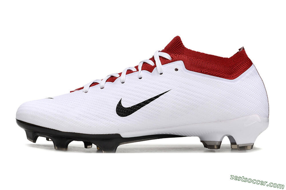 Nike Air Zoom Mercurial Vapor 15 Elite FG Low-Tops Soccer Cleats - White/Black/Red 2