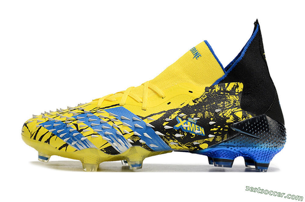 Adidas Predator Freak.1 Marvel FG High-Tops Soccer Cleats - Yellow/Blue/Black 2