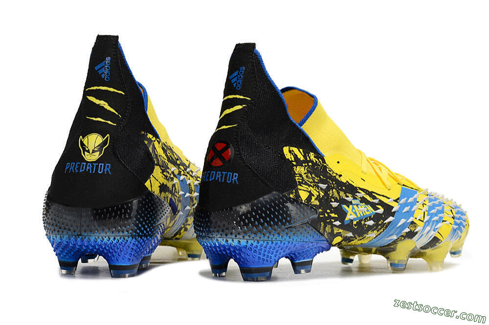 Adidas Predator Freak.1 Marvel FG High-Tops Soccer Cleats - Yellow/Blue/Black 5