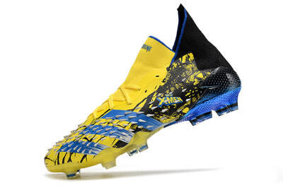 Adidas Predator Freak.1 Marvel FG High-Tops Soccer Cleats - Yellow/Blue/Black