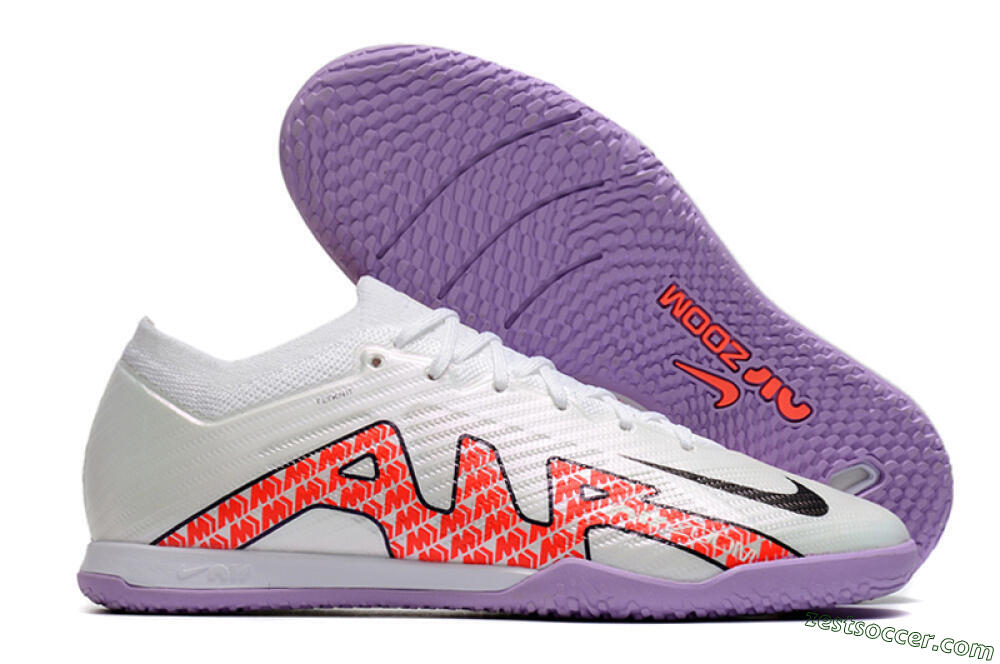 Nike Air Zoom Mercurial Vapor 15 Elite IC Low-Tops Soccer Shoes - White/Red/Black 0