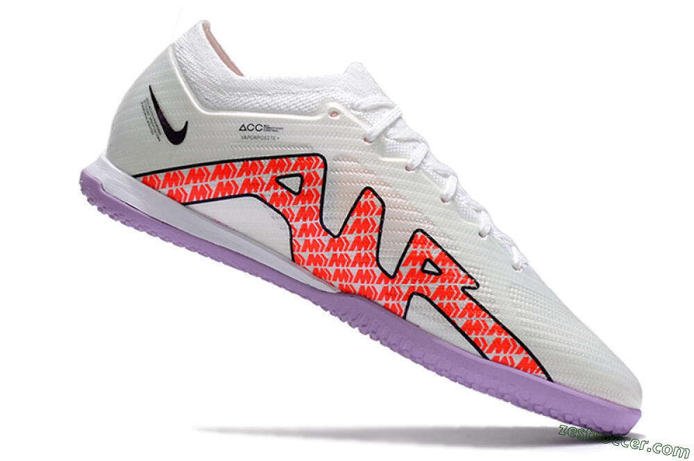 Nike Air Zoom Mercurial Vapor 15 Elite IC Low-Tops Soccer Shoes - White/Red/Black 4