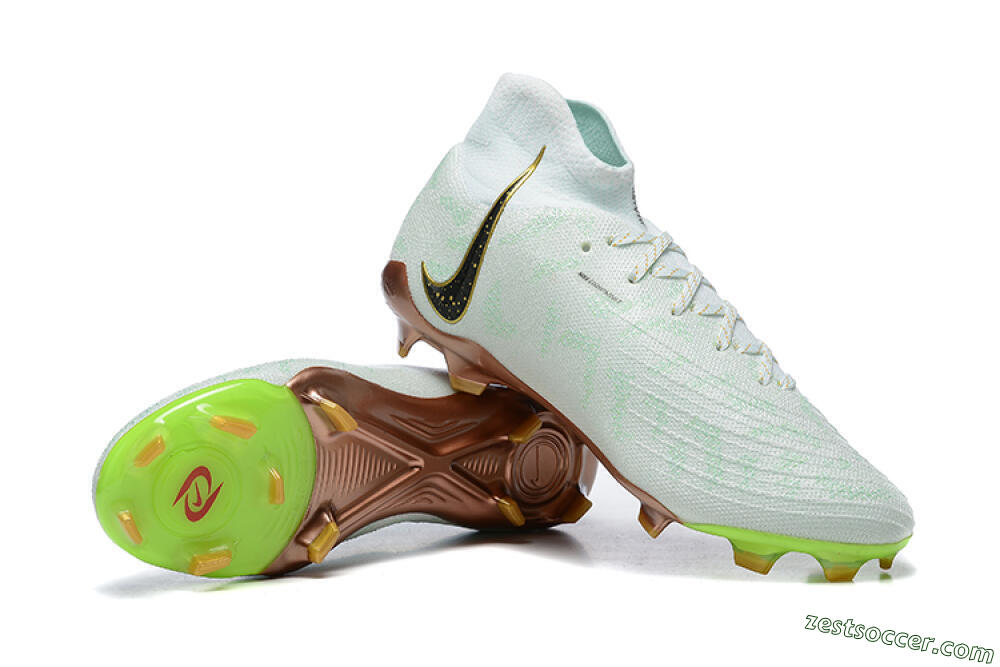Nike Phantom Luna Elite United Golden Pack FG High-Tops Soccer Cleats - Jade/Black/Gold 4