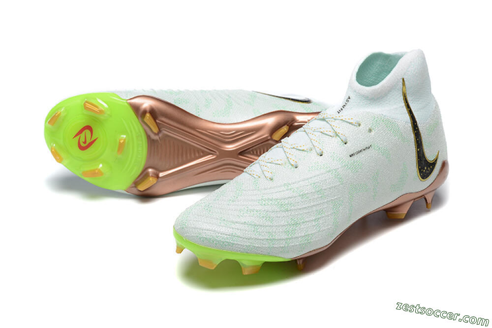 Nike Phantom Luna Elite United Golden Pack FG High-Tops Soccer Cleats - Jade/Black/Gold 3