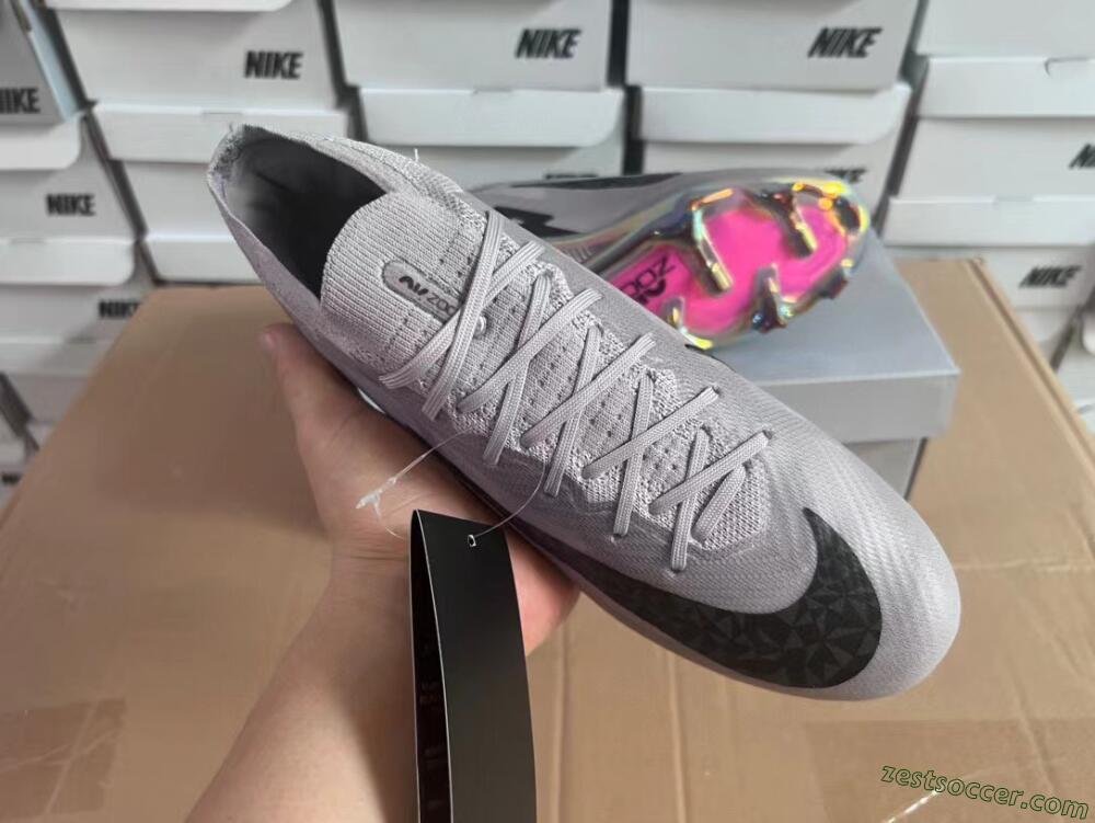 Nike Air Zoom Mercurial Vapor 15 Elite FG Low-Tops Soccer Cleats - Grey/Black/Gold