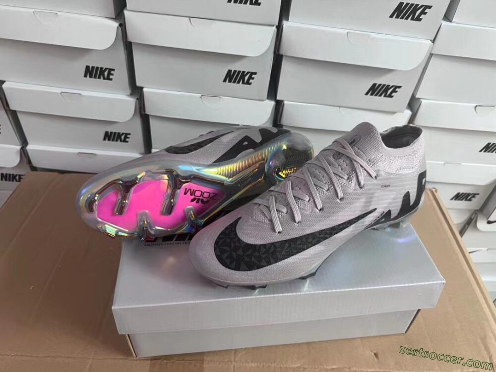 Nike Air Zoom Mercurial Vapor 15 Elite FG Low-Tops Soccer Cleats - Grey/Black/Gold