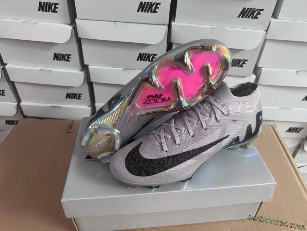 Nike Air Zoom Mercurial Vapor 15 Elite FG Low-Tops Soccer Cleats - Grey/Black/Gold