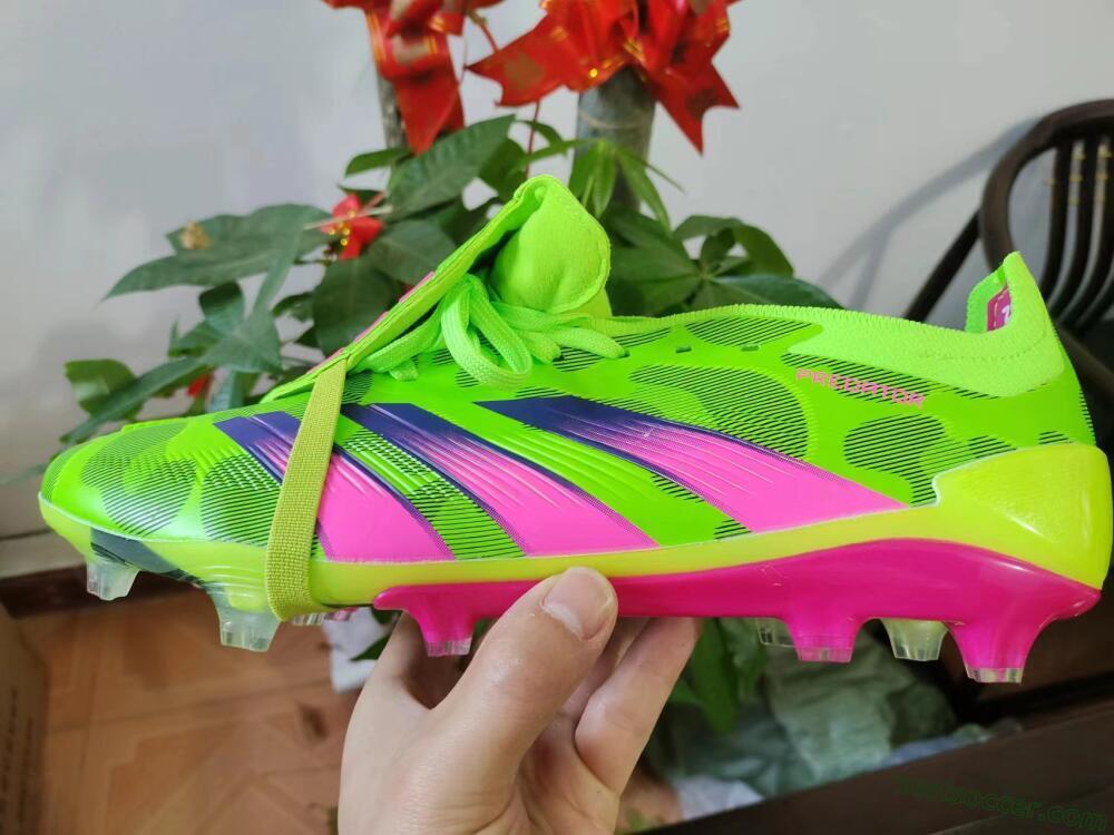 Adidas Predator Elite Foldover Tongue FG Low-Tops Soccer Cleats - Green/Pink/Purple/Yellow