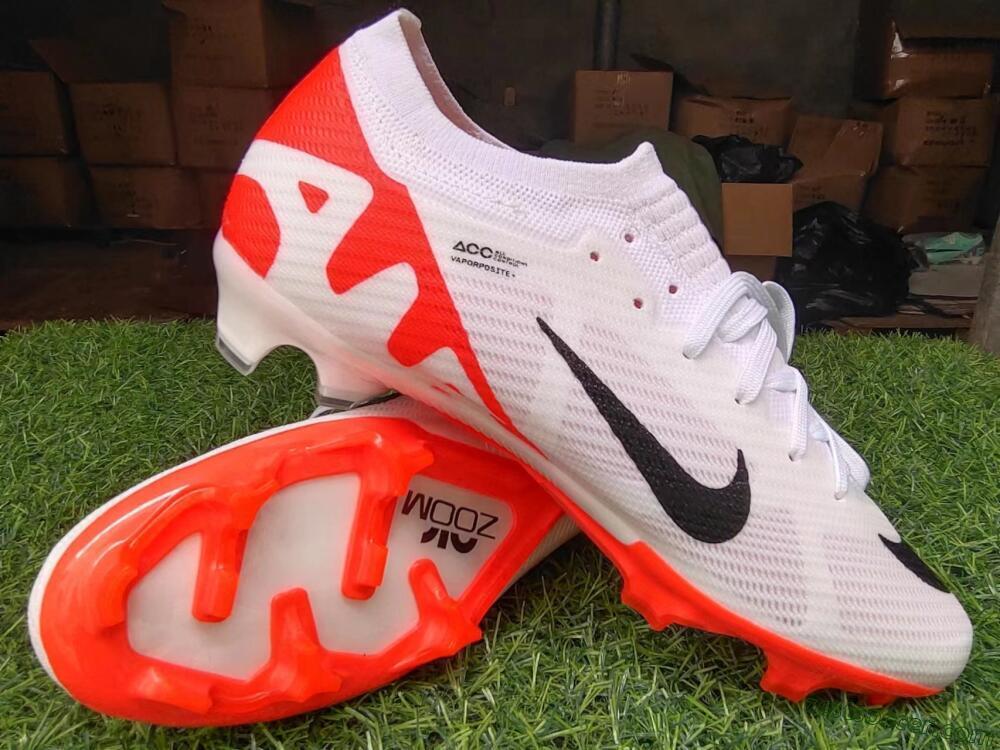 Nike Air Zoom Mercurial Vapor 15 Elite FG Low-Tops Soccer Cleats - White/Black/Red