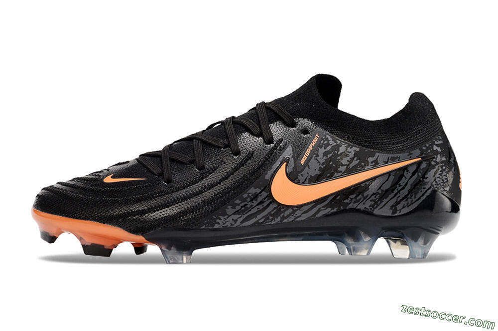 Nike Phantom Luna Elite NU FG Low-Tops Soccer Cleats - Black/Grey/Orange 2
