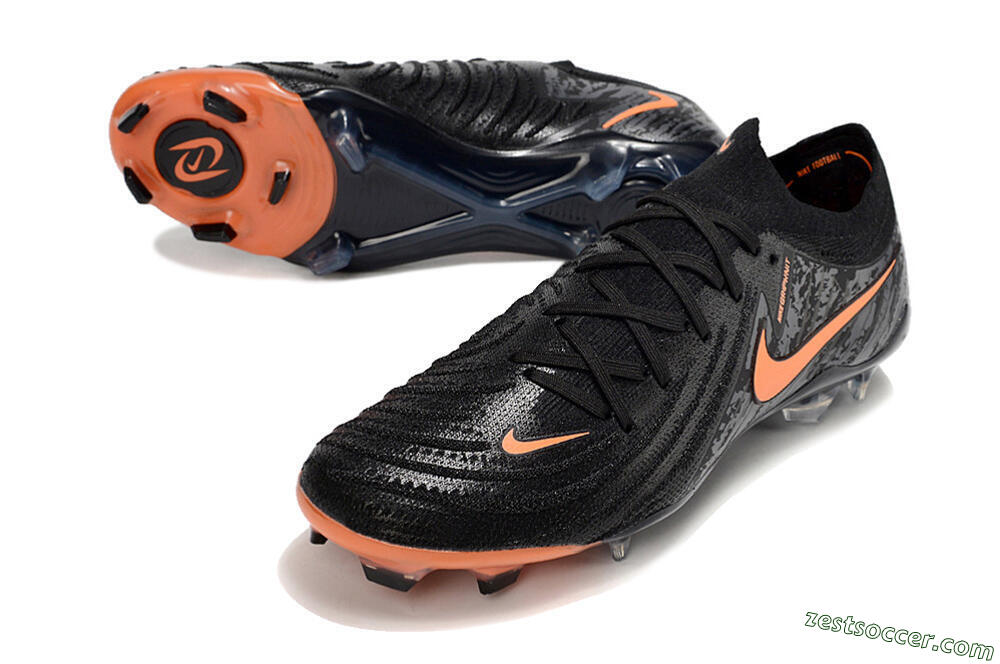 Nike Phantom Luna Elite NU FG Low-Tops Soccer Cleats - Black/Grey/Orange 3