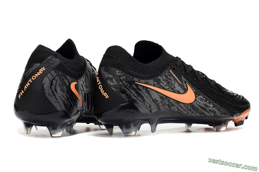 Nike Phantom Luna Elite NU FG Low-Tops Soccer Cleats - Black/Grey/Orange 6