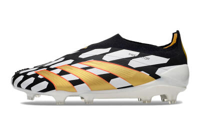 Adidas Predator 24 Elite Laceless FG Low-Tops Soccer Cleats - Black/White/Gold
