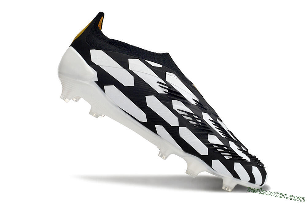 Adidas Predator 24 Elite Laceless FG Low-Tops Soccer Cleats - Black/White/Gold 4