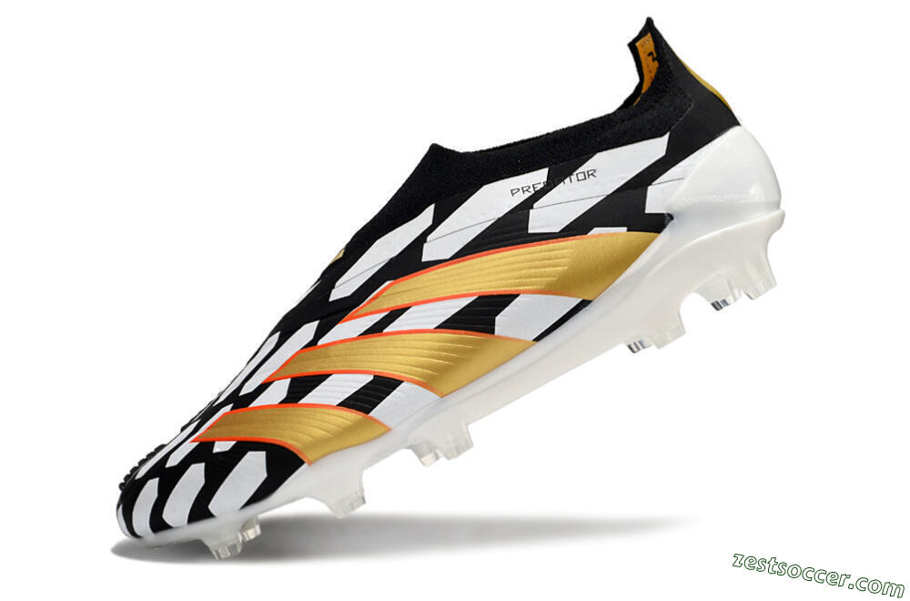 Adidas Predator 24 Elite Laceless FG Low-Tops Soccer Cleats - Black/White/Gold 5