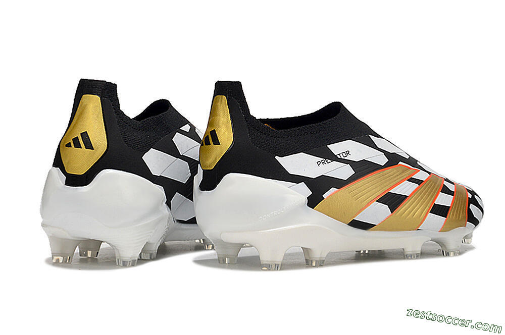 Adidas Predator 24 Elite Laceless FG Low-Tops Soccer Cleats - Black/White/Gold 6