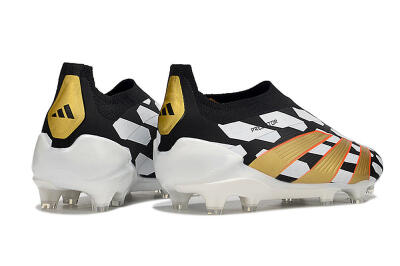 Adidas Predator 24 Elite Laceless FG Low-Tops Soccer Cleats - Black/White/Gold