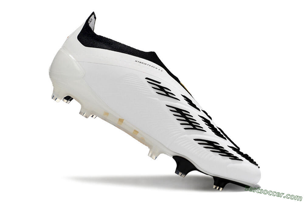 Adidas Predator 24 Elite Laceless FG Low-Tops Soccer Cleats - White/Gold/Black 4