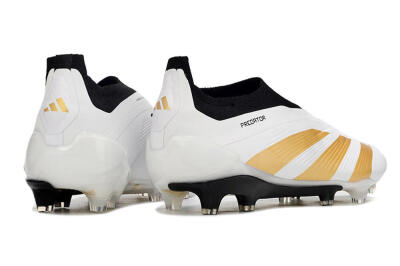Adidas Predator 24 Elite Laceless FG Low-Tops Soccer Cleats - White/Gold/Black